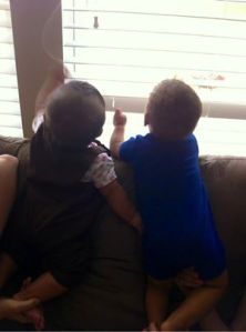 playing with blinds together- oh what fun!